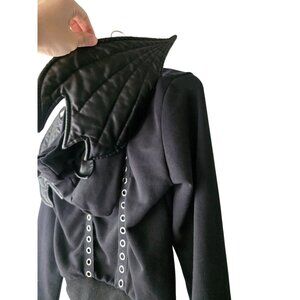 The Grave Girls XS Black Hoodie With Coffin Zipper Pull & Bat Wing Ear